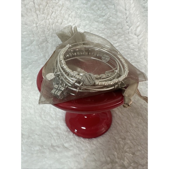 Alex and Ani Christmas Charm Bangle Bracelet Set of 6 Snowman, Present, Star - Picture 10 of 10